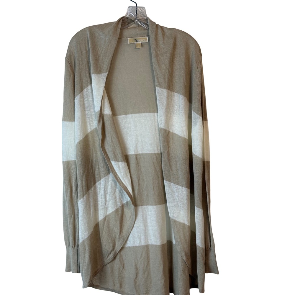 Michael Michael Kors Striped Linen Blend Open Cardigan Sweater Women's Size‎ M